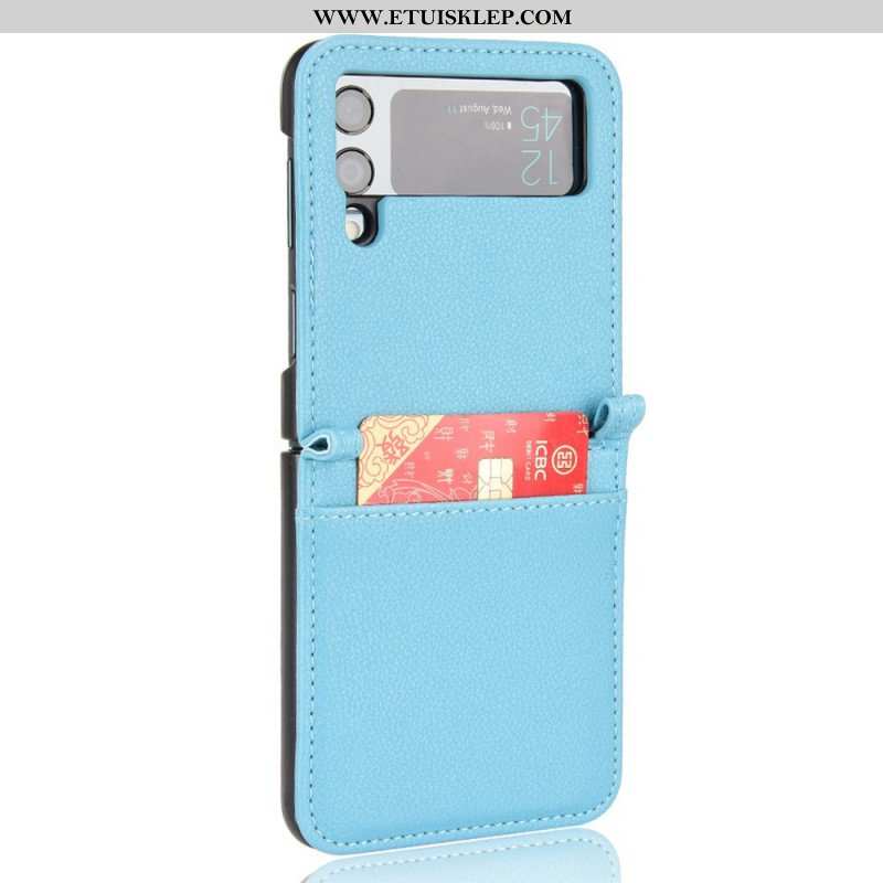 Etui do Samsung Galaxy Z Flip 3 5G Etui Folio Skórzane Etui Na Karty W Stylu Litchi